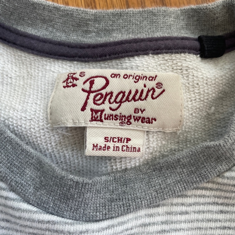 Penguin Brand Sweatshirt Pullover Grey Striped size S
